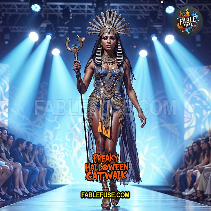 Cleopatra walks the catwalk.