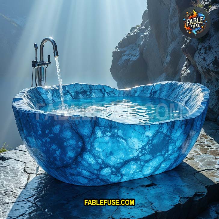 Carved straight from what I can only assume is a solid slab of blue quartz - or possibly Poseidon’s countertop - this tub says, “I bathe exclusively in the tears of glaciers and the envy of mortals.”