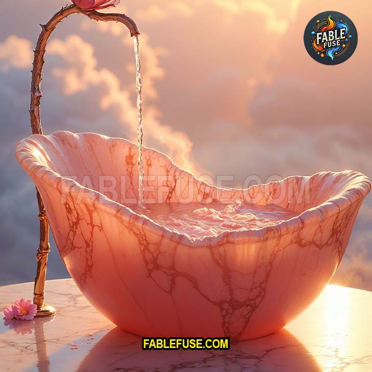 Crafted from what looks like glowing pink onyx and pure delusion, this tub whispers “I only bathe at golden hour while manifesting unrealistic skincare goals and sipping water infused with moonbeams.”