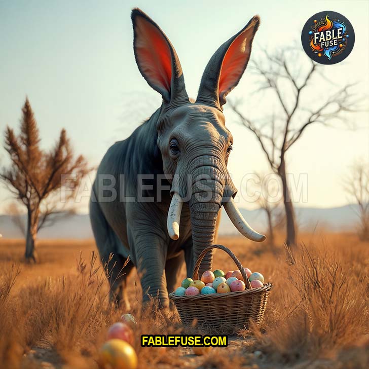 Towering yet tender the elephant bunny places its eggs with almost ceremonial reverence across the savannah.